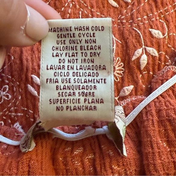 Vintage Y2K Babydoll Top Younique Large Terracotta Embroidered Feminine Floral - Picture 8 of 8